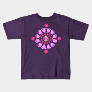 PINK CIRCLES MANDALA, DOTTY MANDALA, DOTILLISM MANDALA DESIGN, DOT ART MANDALA Kids T-Shirt